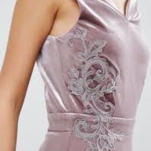 Stretch Velvet bodycon Dress Off the Shoulder Size Tall NWOT. Mauve.